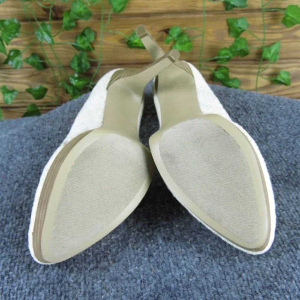 Nine‎ West Women 7Marnias Platform White Fabric Pump 9.5 Medium Gently Used 2025